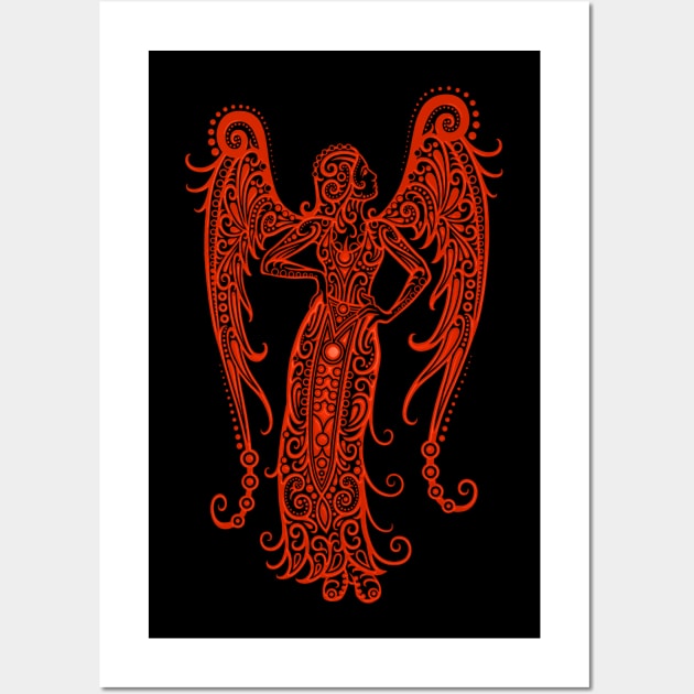 Red Virgo Zodiac Sign Wall Art by jeffbartels